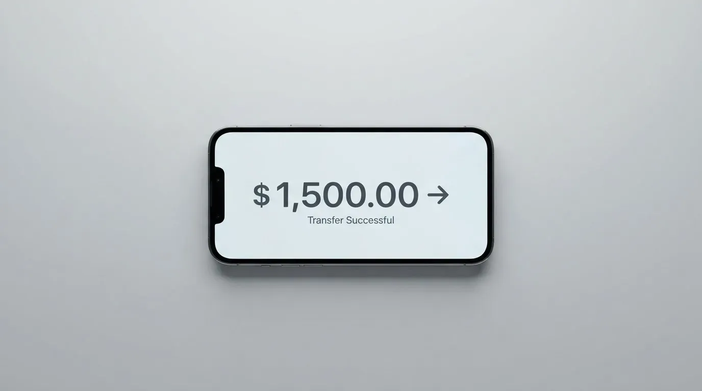 A phone showing a stablecoin transfer screen