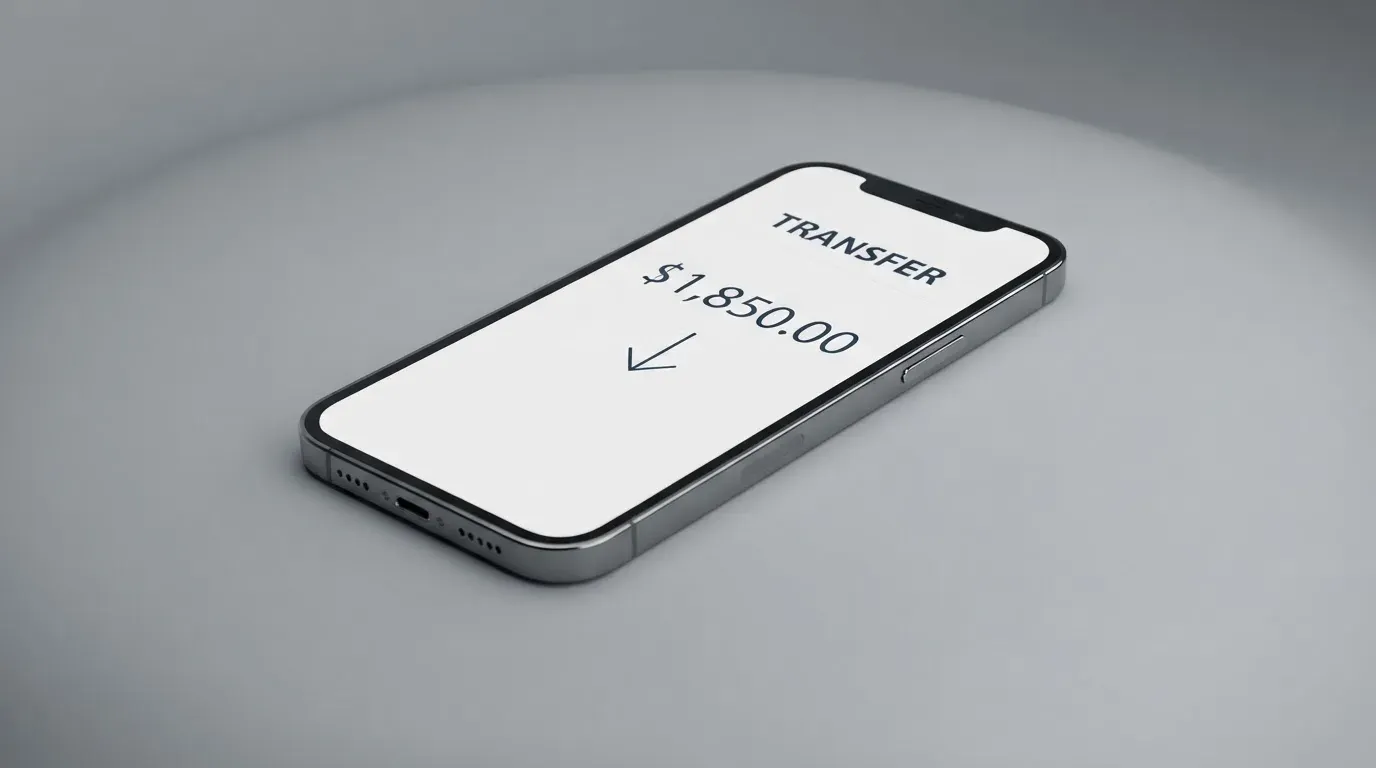 A phone showing a stablecoin transfer screen