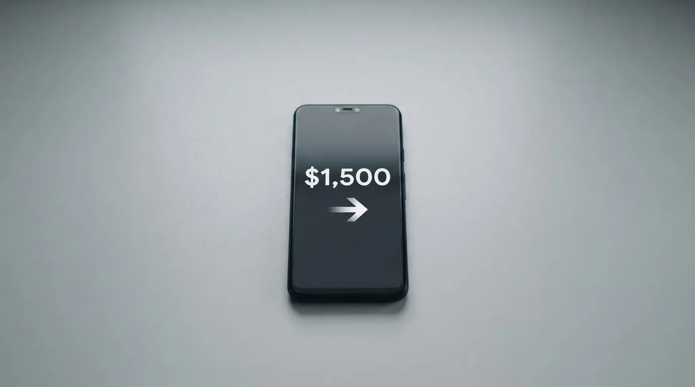 A phone showing a stablecoin transfer screen