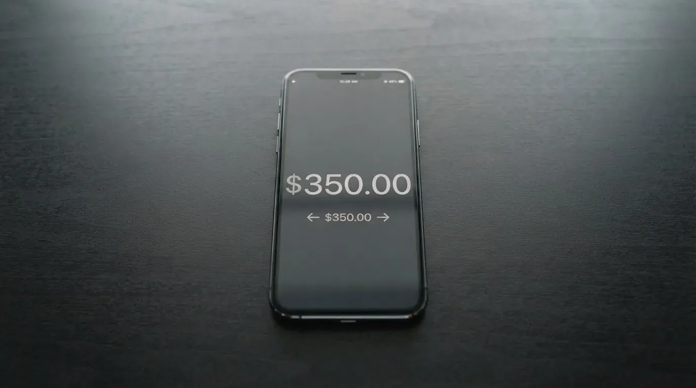 A phone showing a stablecoin transfer screen