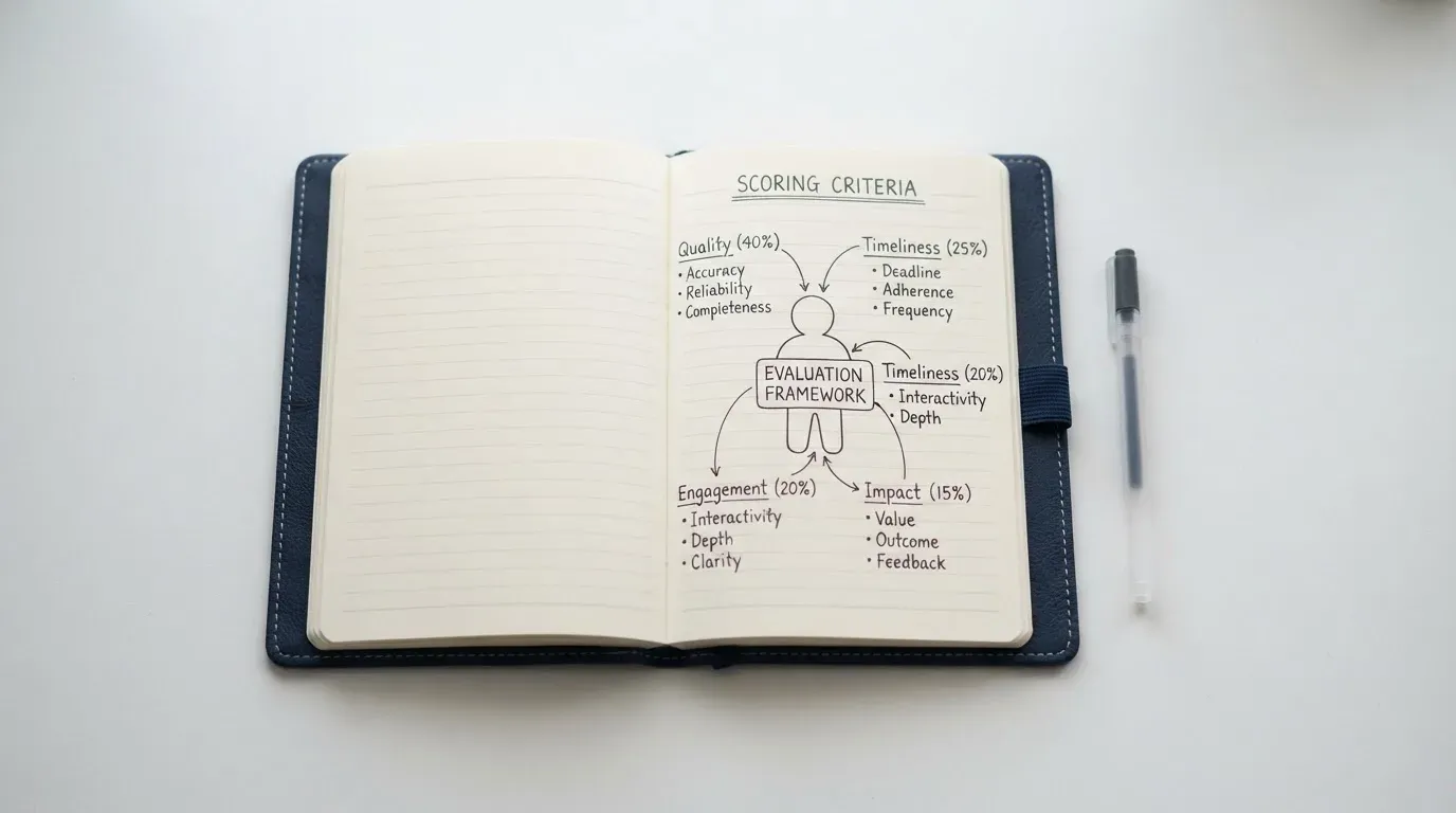 A notebook with a hand-drawn comparison table and a pen