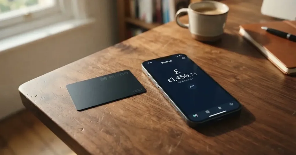 A payment card next to a phone with a crypto wallet app open