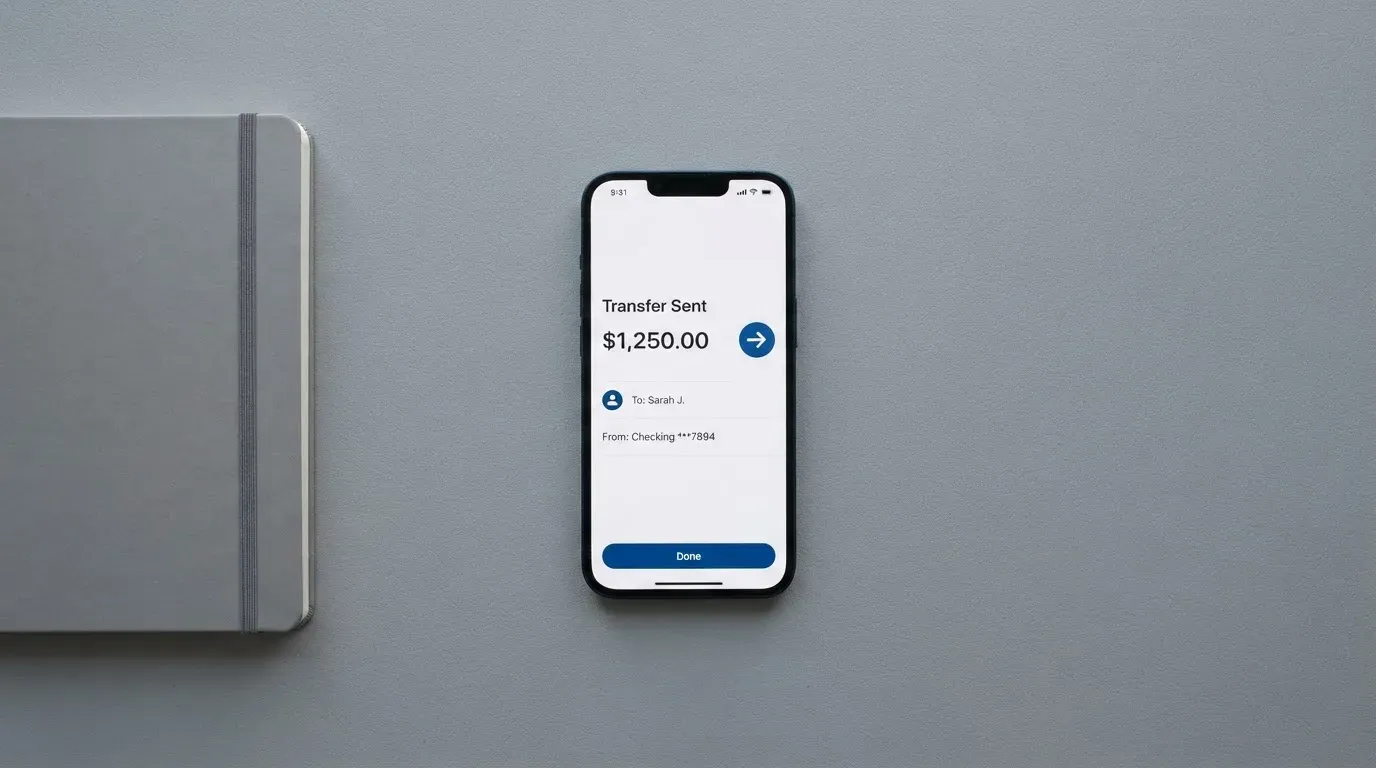 A phone showing a stablecoin transfer screen