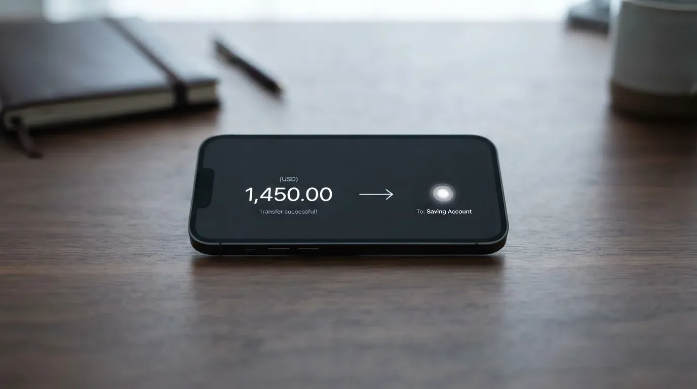 A phone showing a stablecoin transfer screen