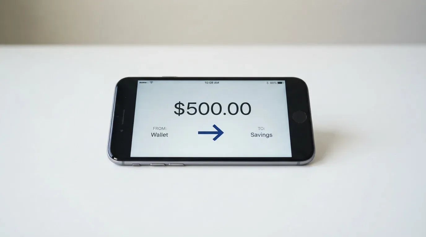 A phone showing a stablecoin transfer screen