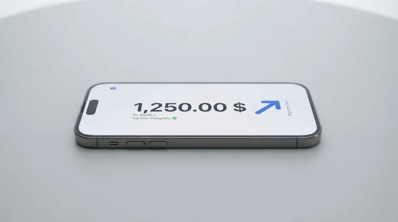 A phone showing a stablecoin transfer screen