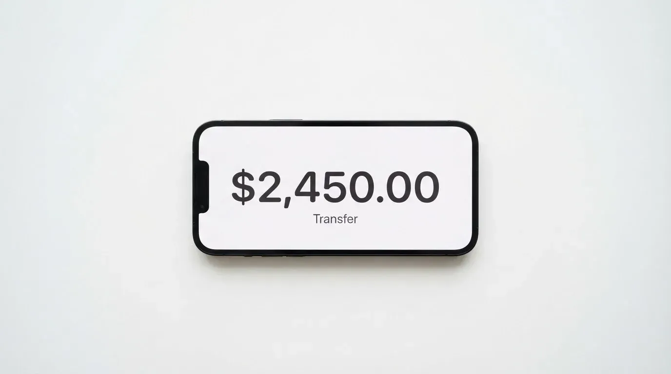 A phone showing a stablecoin transfer screen