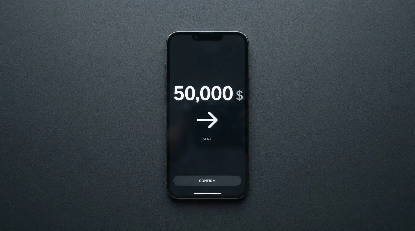 A phone showing a stablecoin transfer screen