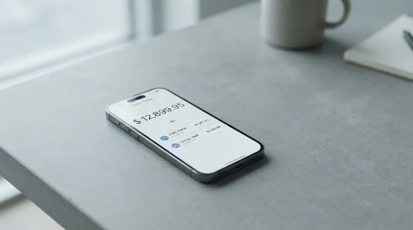 A phone showing a stablecoin transfer screen