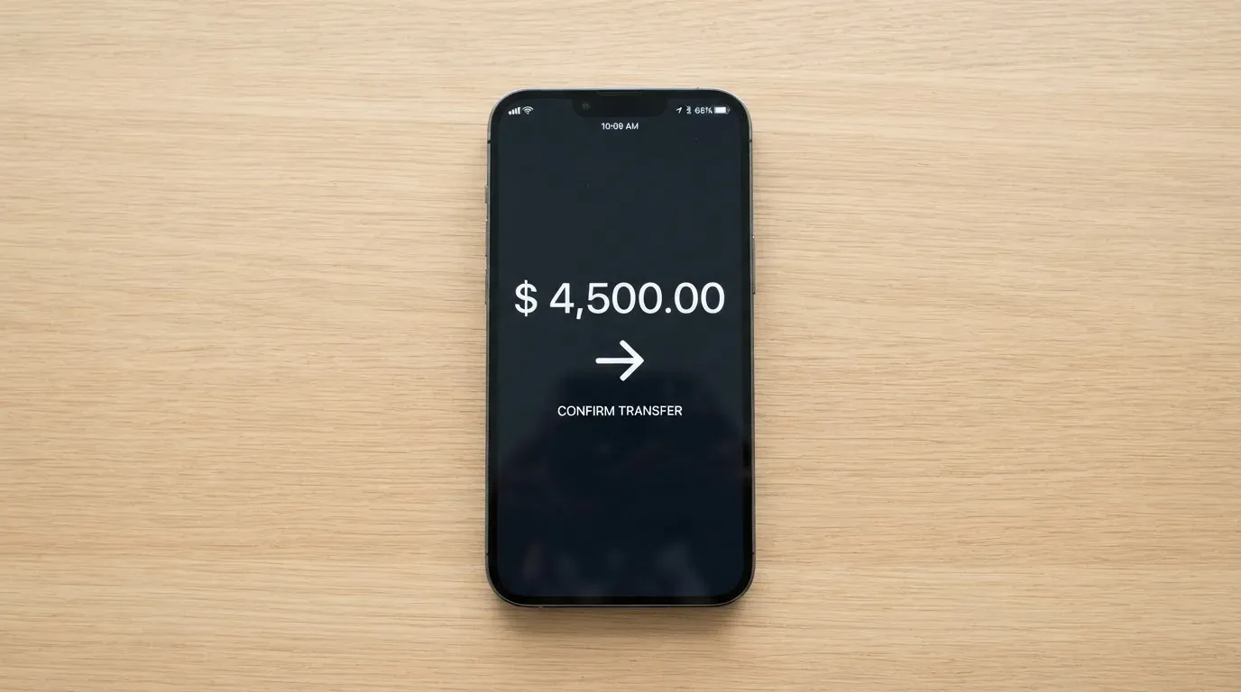 A phone showing a stablecoin transfer screen