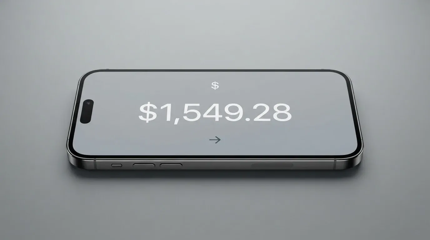 A phone showing a stablecoin transfer screen