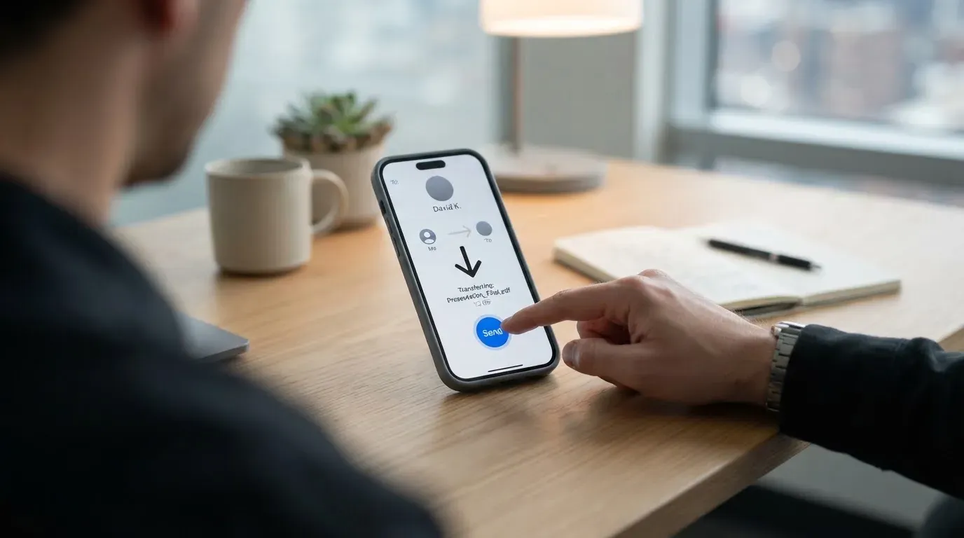 A phone showing a stablecoin transfer screen