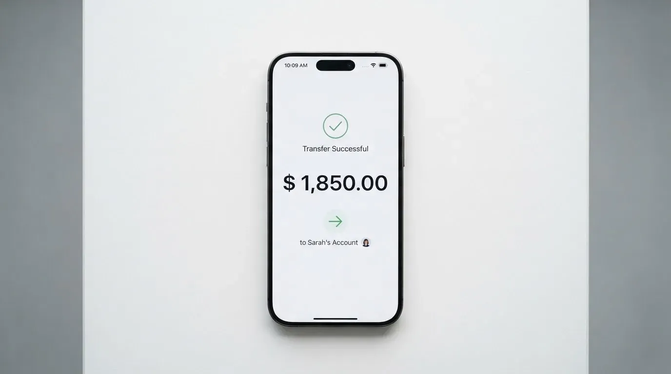 A phone showing a stablecoin transfer screen
