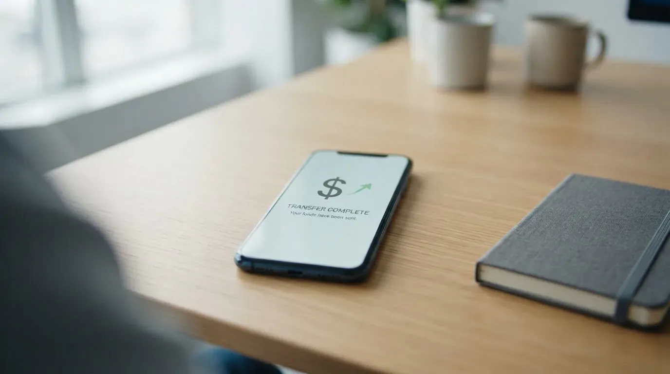 A phone showing a stablecoin transfer screen
