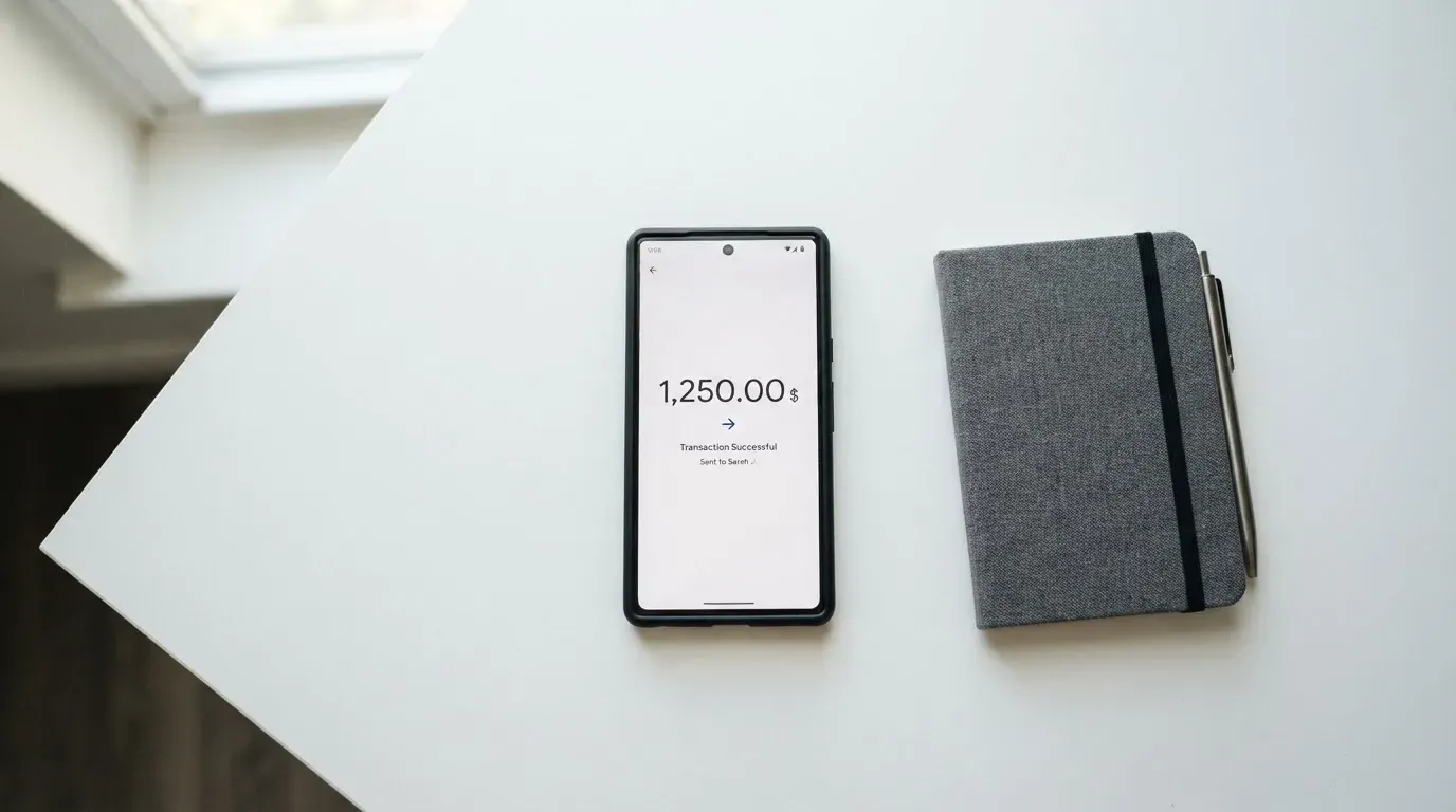 A phone showing a stablecoin transfer screen