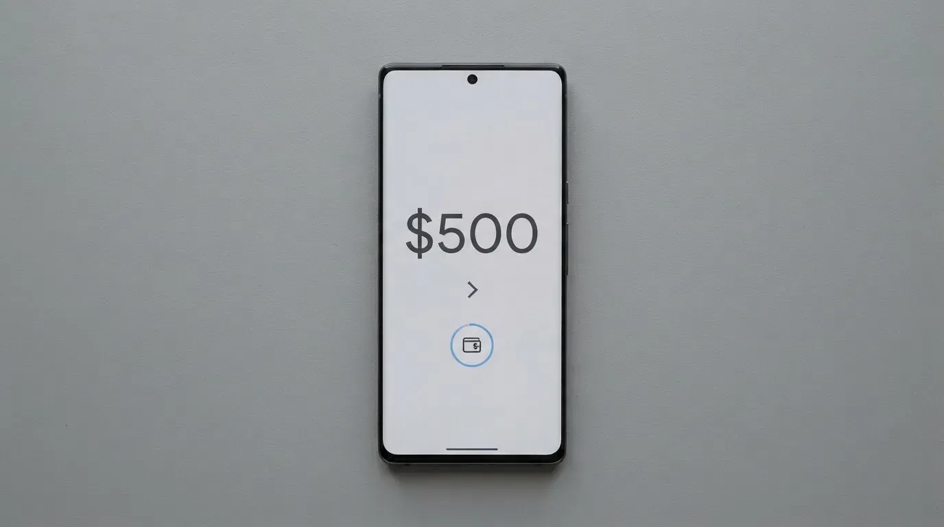 A phone showing a stablecoin transfer screen