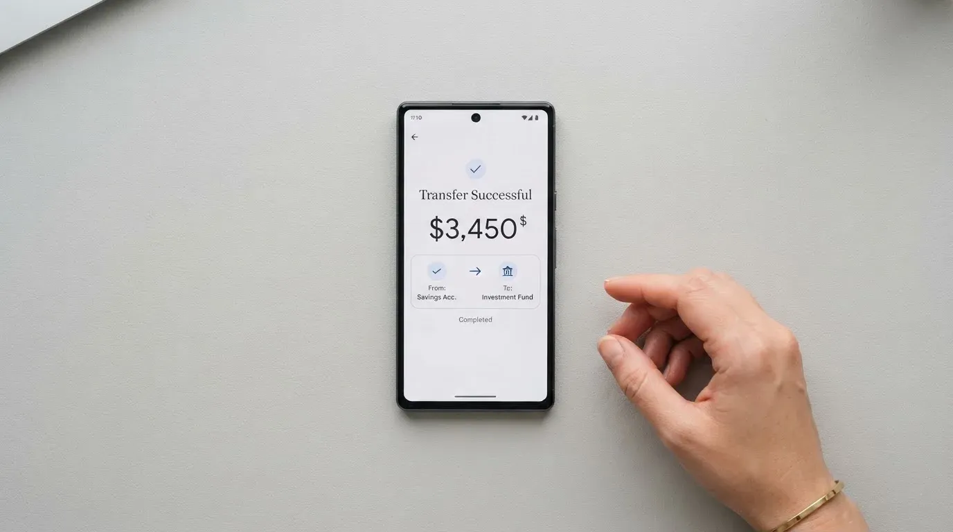 A phone showing a stablecoin transfer screen