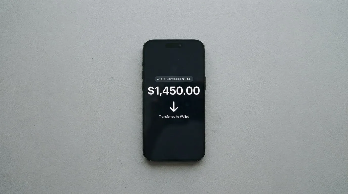 A phone showing a stablecoin transfer screen