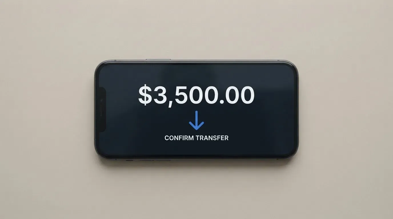 A phone showing a stablecoin transfer screen