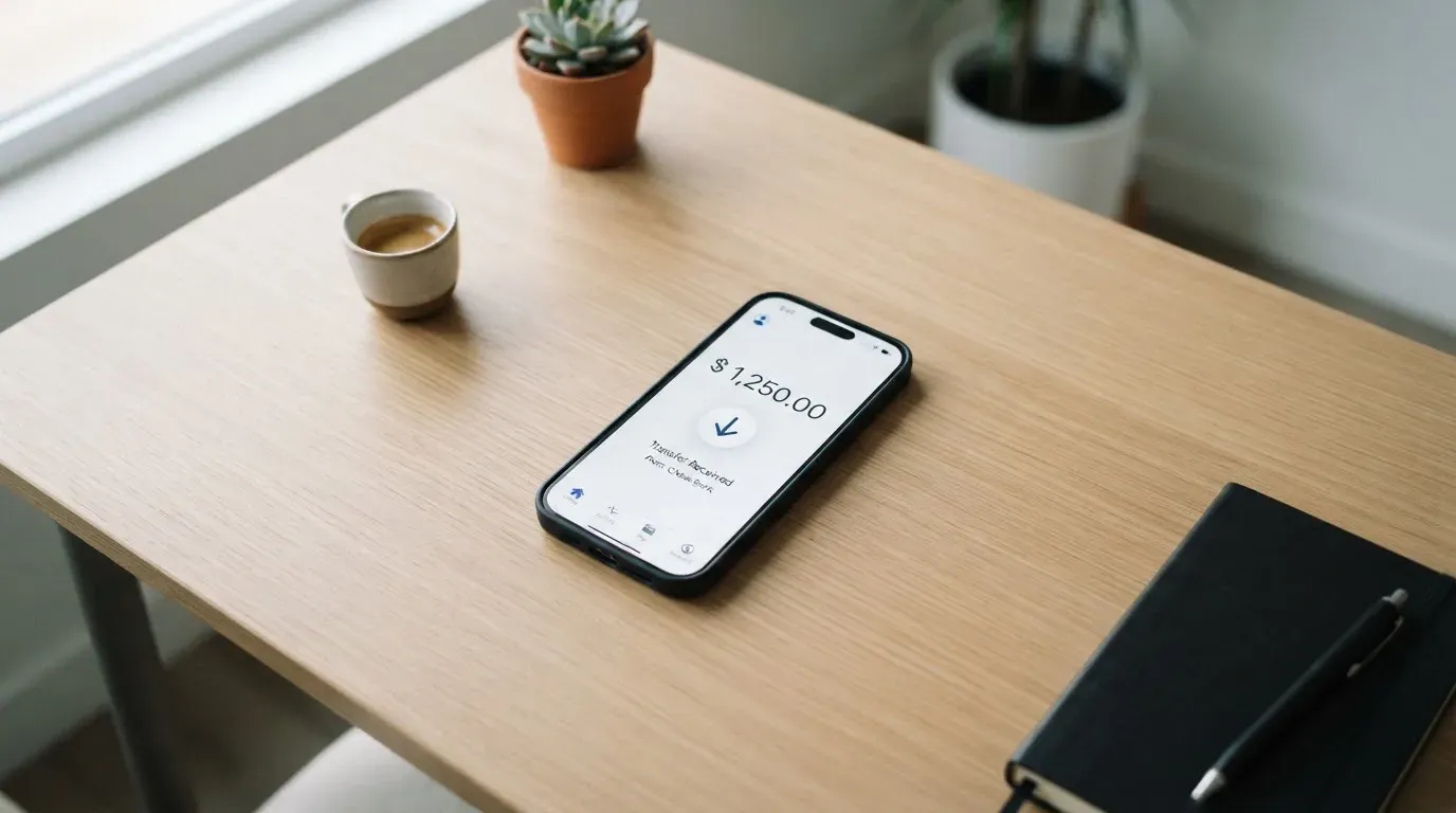 A phone showing a stablecoin transfer screen