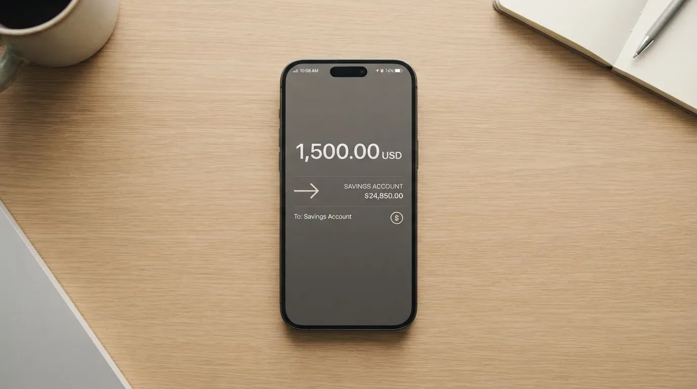 A phone showing a stablecoin transfer screen