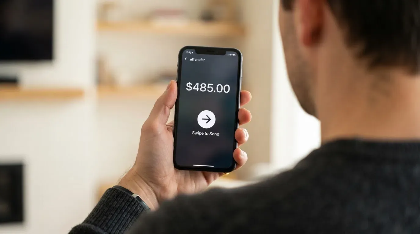 A phone showing a stablecoin transfer screen