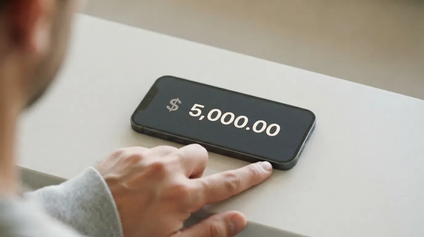 A phone showing a stablecoin transfer screen