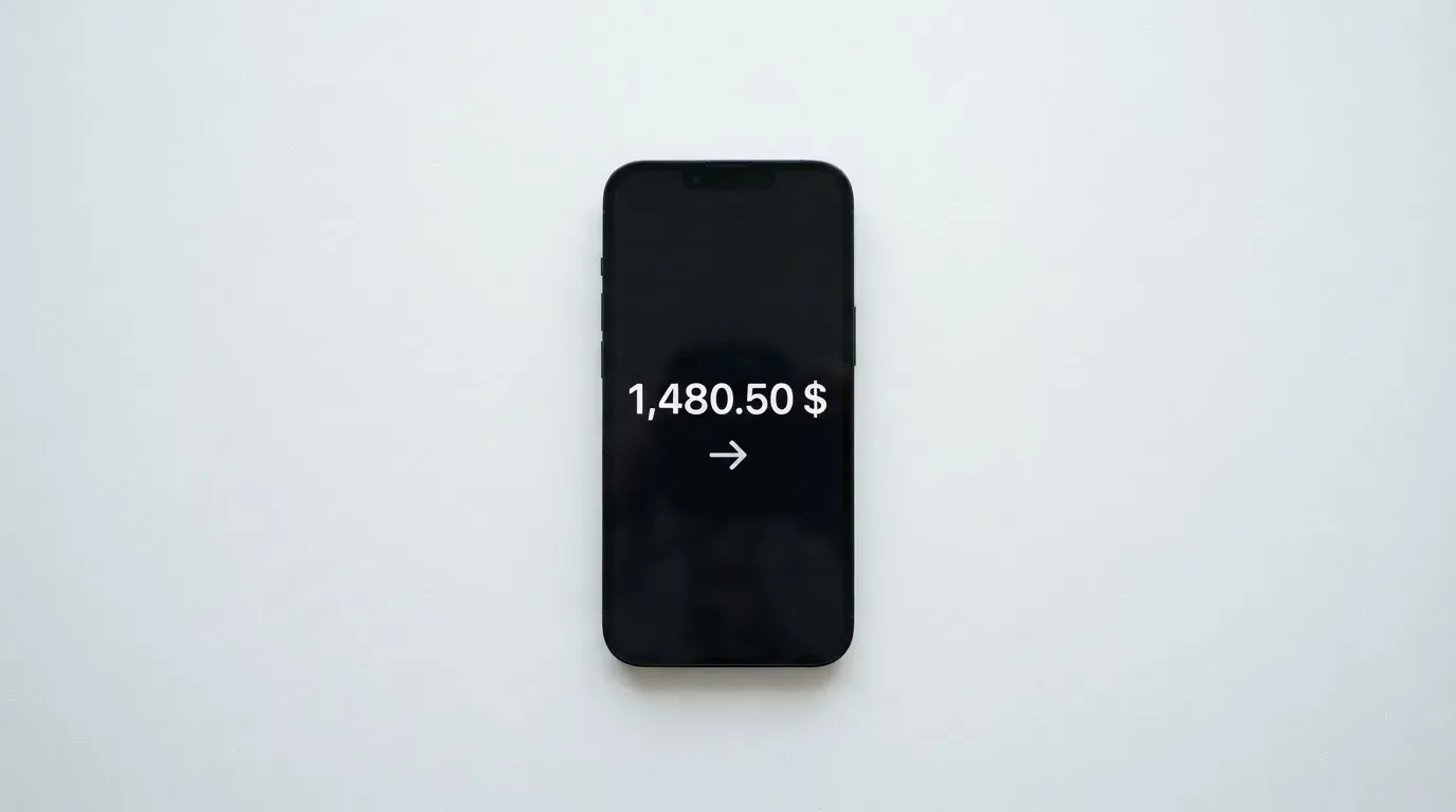 A phone showing a stablecoin transfer screen