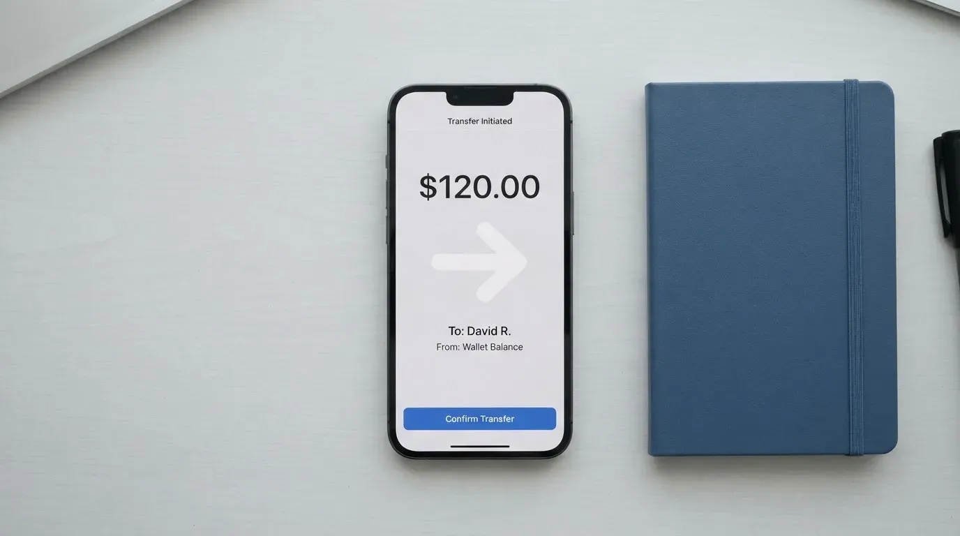 A phone showing a stablecoin transfer screen