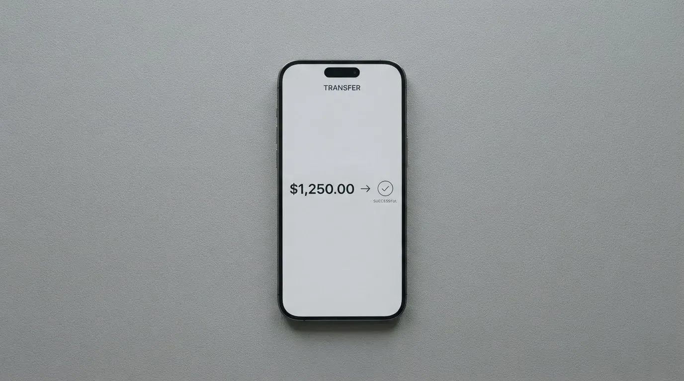 A phone showing a stablecoin transfer screen