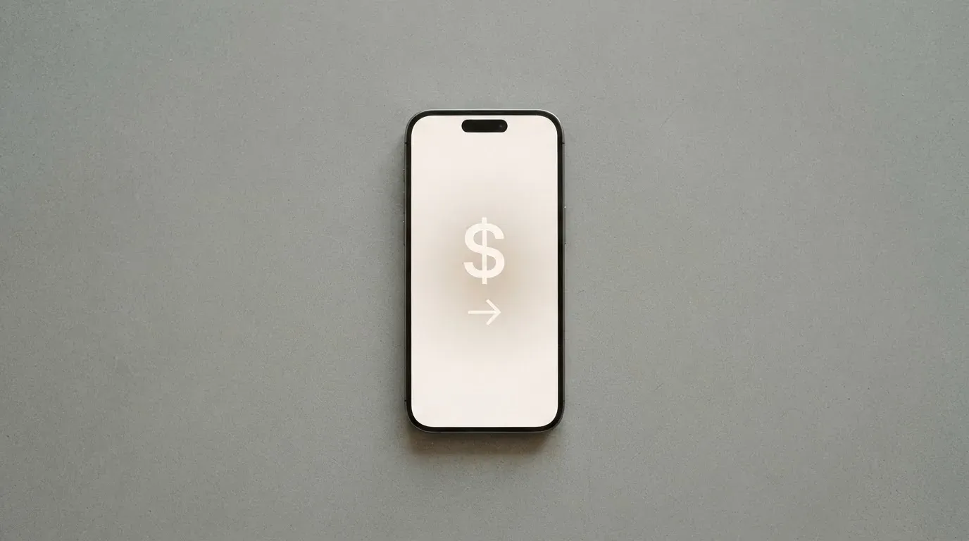 A phone showing a stablecoin transfer screen