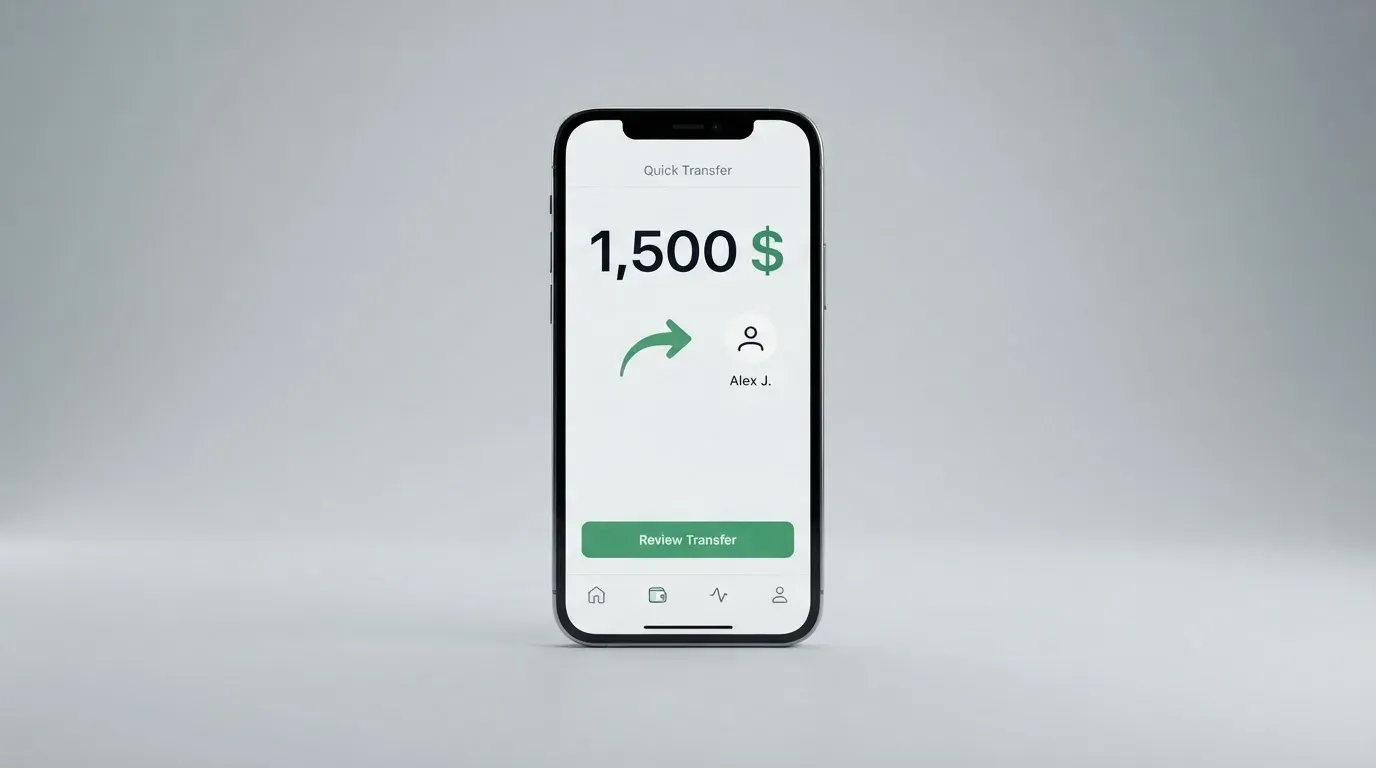 A phone showing a stablecoin transfer screen