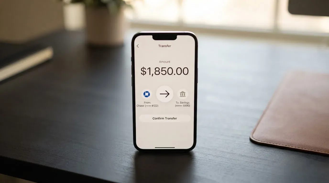 A phone showing a stablecoin transfer screen