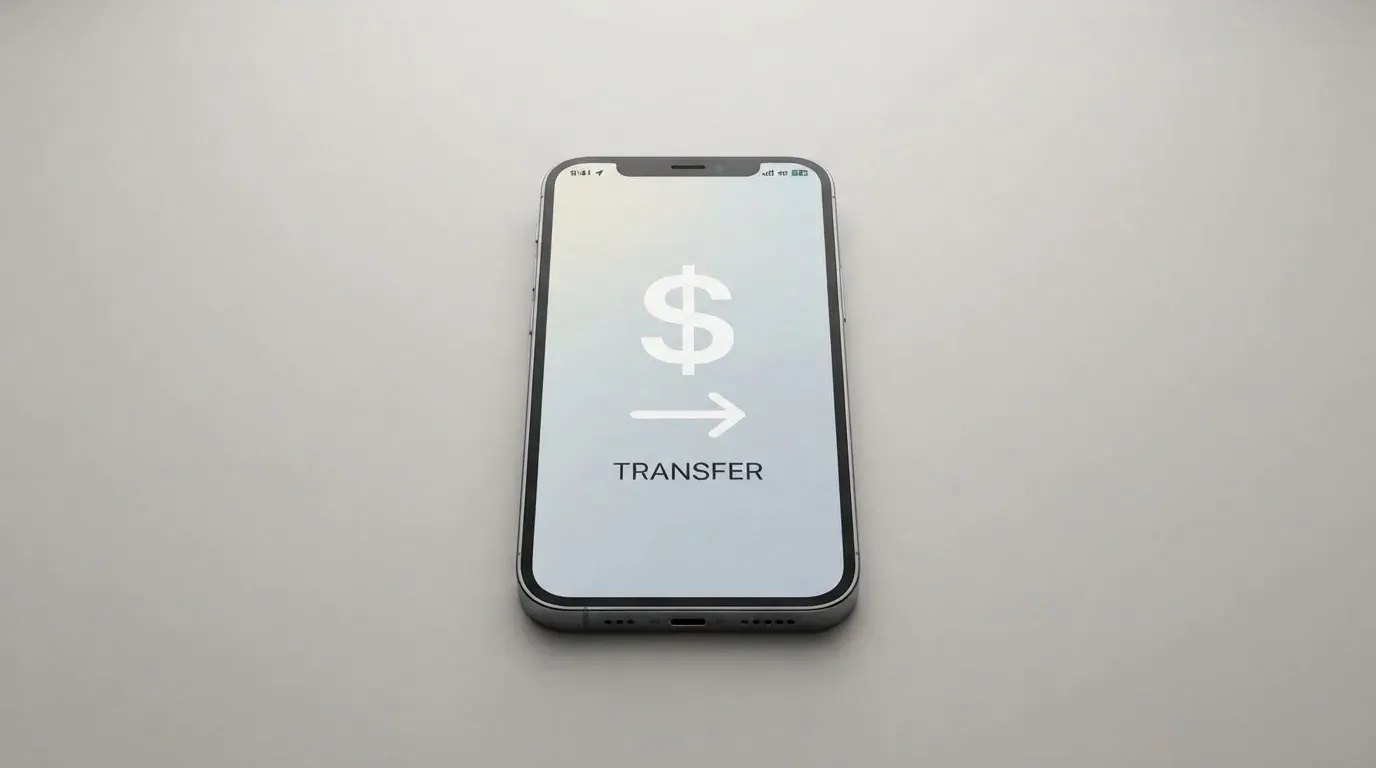 A phone showing a stablecoin transfer screen
