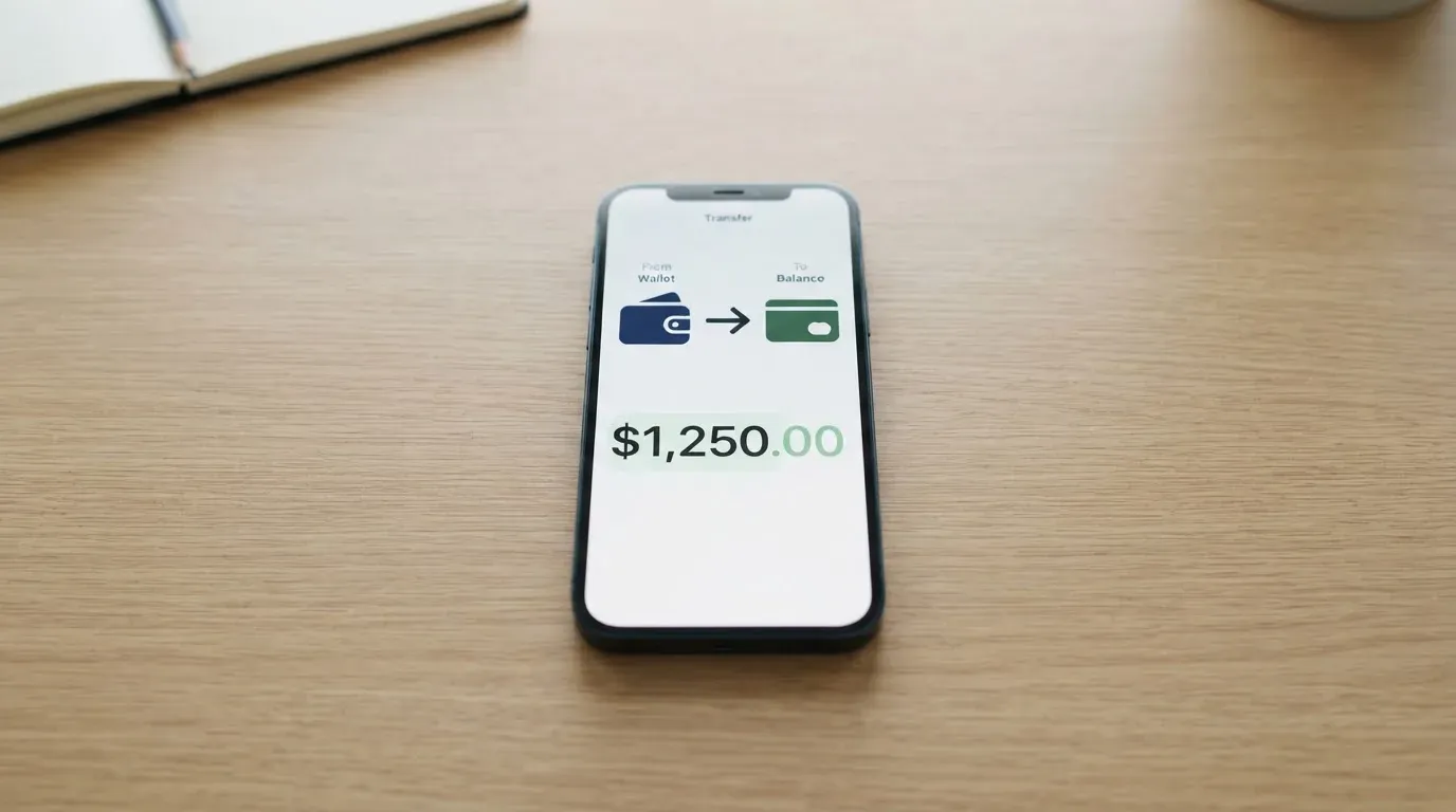 A phone showing a stablecoin transfer screen