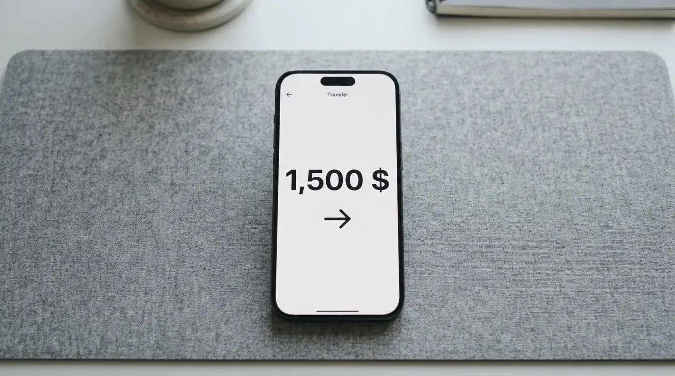 A phone showing a stablecoin transfer screen